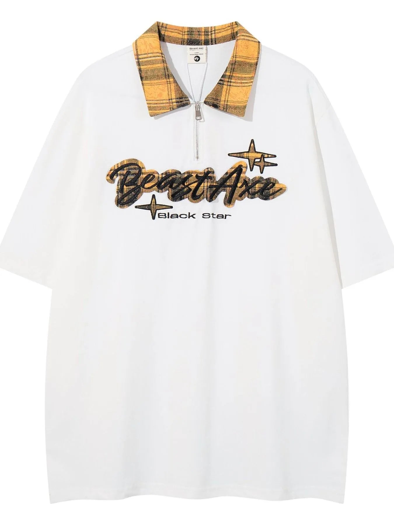 Men's Letter Plaid Collar Short Sleeve Polo - Velora Luxury Fashion