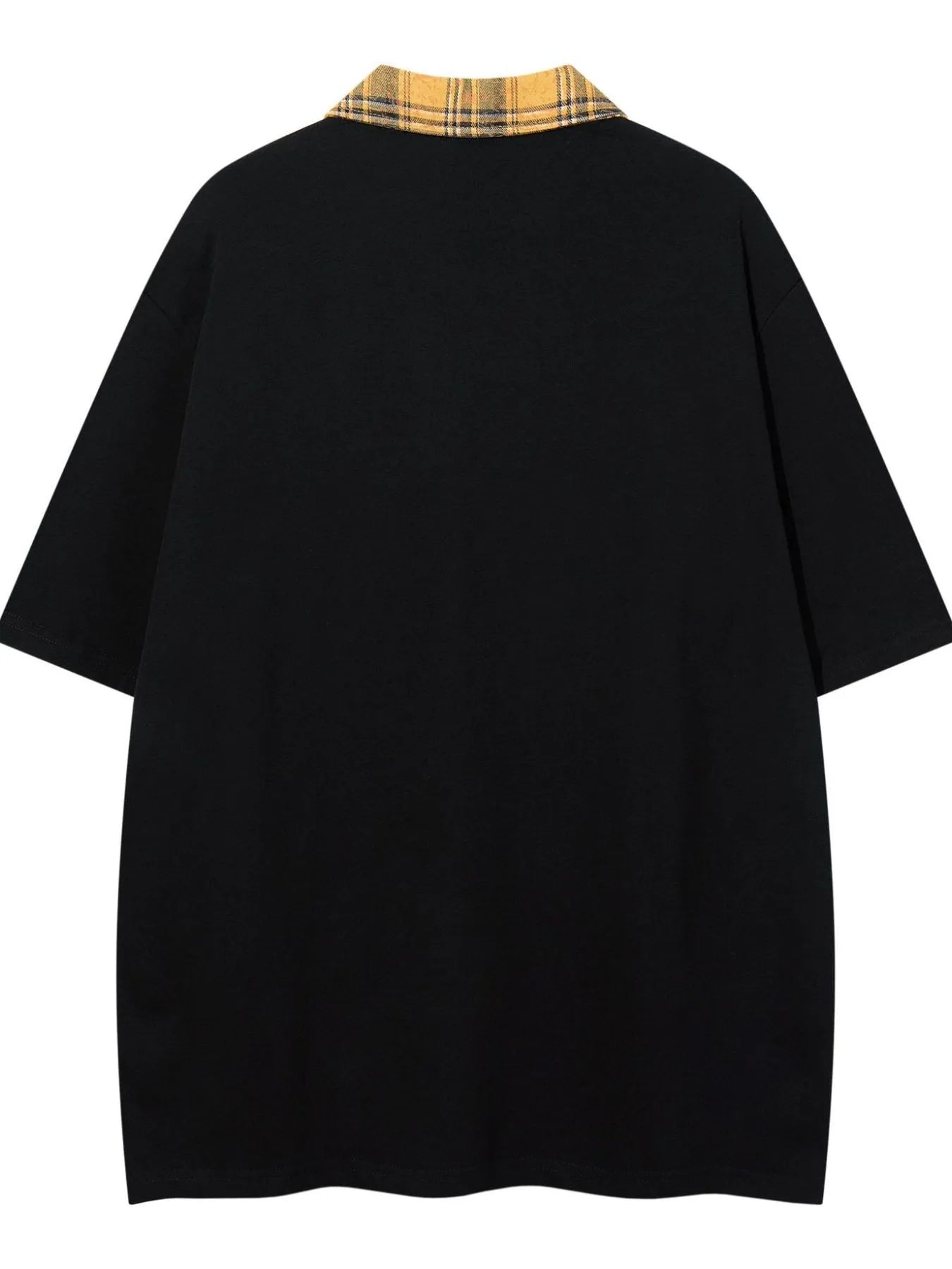 Men's Letter Plaid Collar Short Sleeve Polo - Velora Luxury Fashion