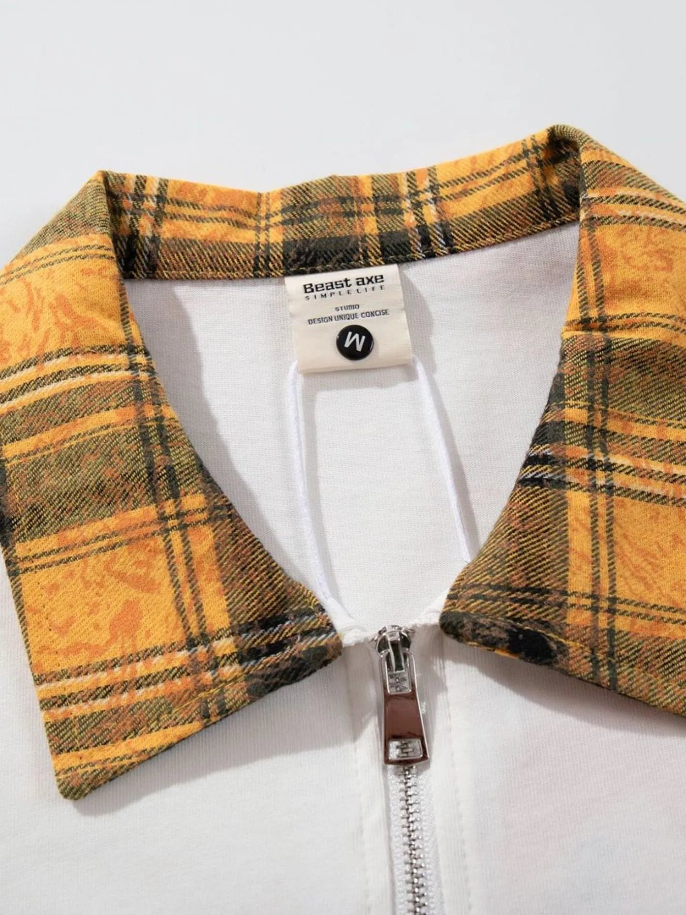 Men's Letter Plaid Collar Short Sleeve Polo - Velora Luxury Fashion