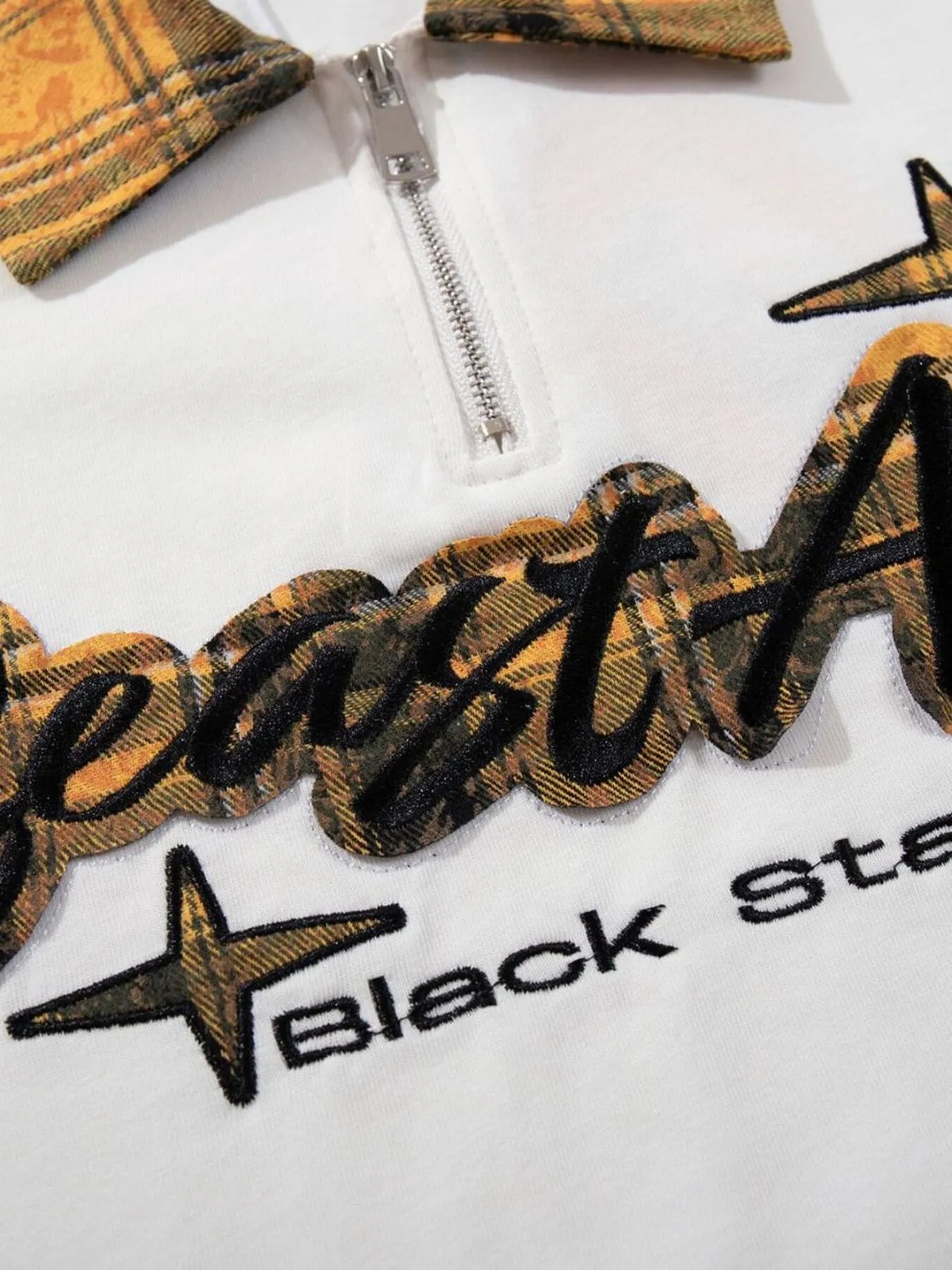 Men's Letter Plaid Collar Short Sleeve Polo - Velora Luxury Fashion