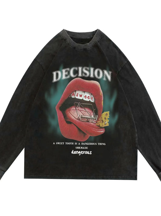 Men's Lips Graphic Oversized Sweatshirt - Velora Luxury Fashion