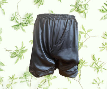Men's Mulberry Silk Boxer Short with faux fly Black - Velora Luxury Fashion