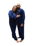 Men's Mulberry Silk Pajama Set Navy Blue - Velora Luxury Fashion