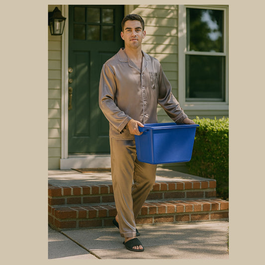 Men's Mulberry Silk Pajama Set Taupe - Velora Luxury Fashion