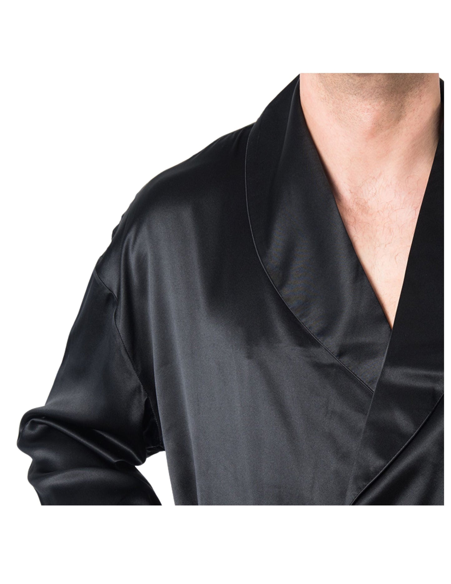 Men's Mulberry Silk Robe Black - Velora Luxury Fashion