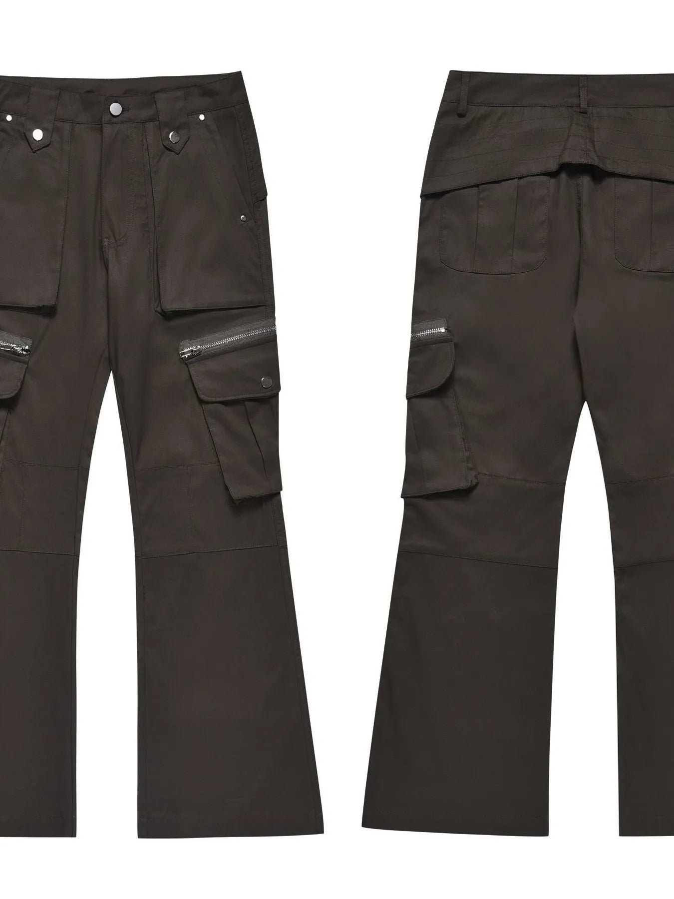 Men's Multi-Pocket Flared Cargo Pants - Velora Luxury Fashion