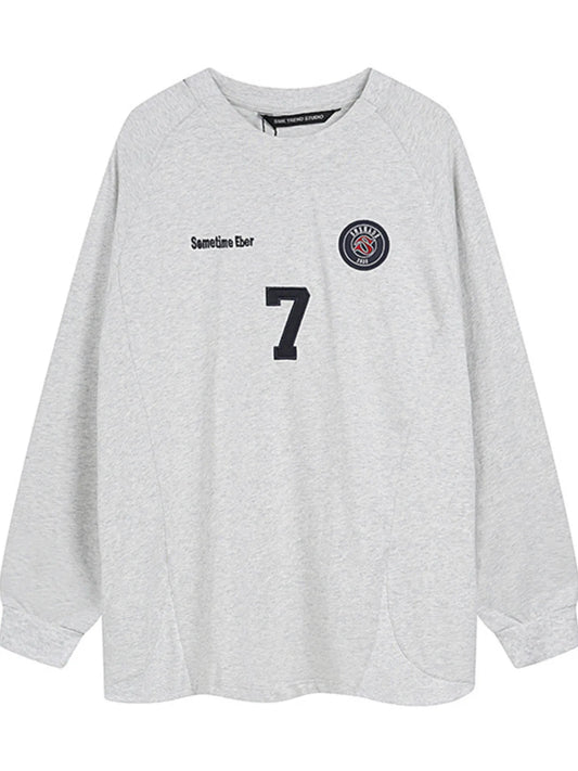 Men's Number 7 Round Neck Long Sleeve Sweatshirt - Velora Luxury Fashion