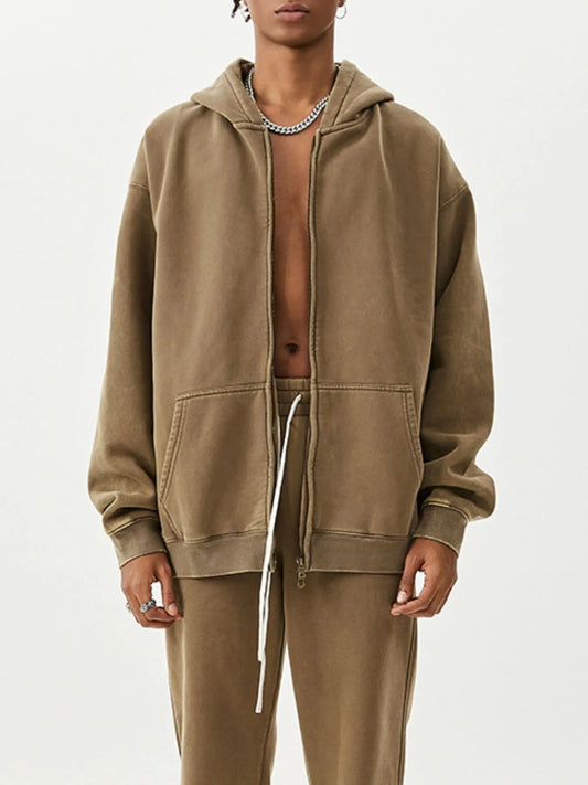 Men's Oversized Zip-Up Hoodie - Velora Luxury Fashion