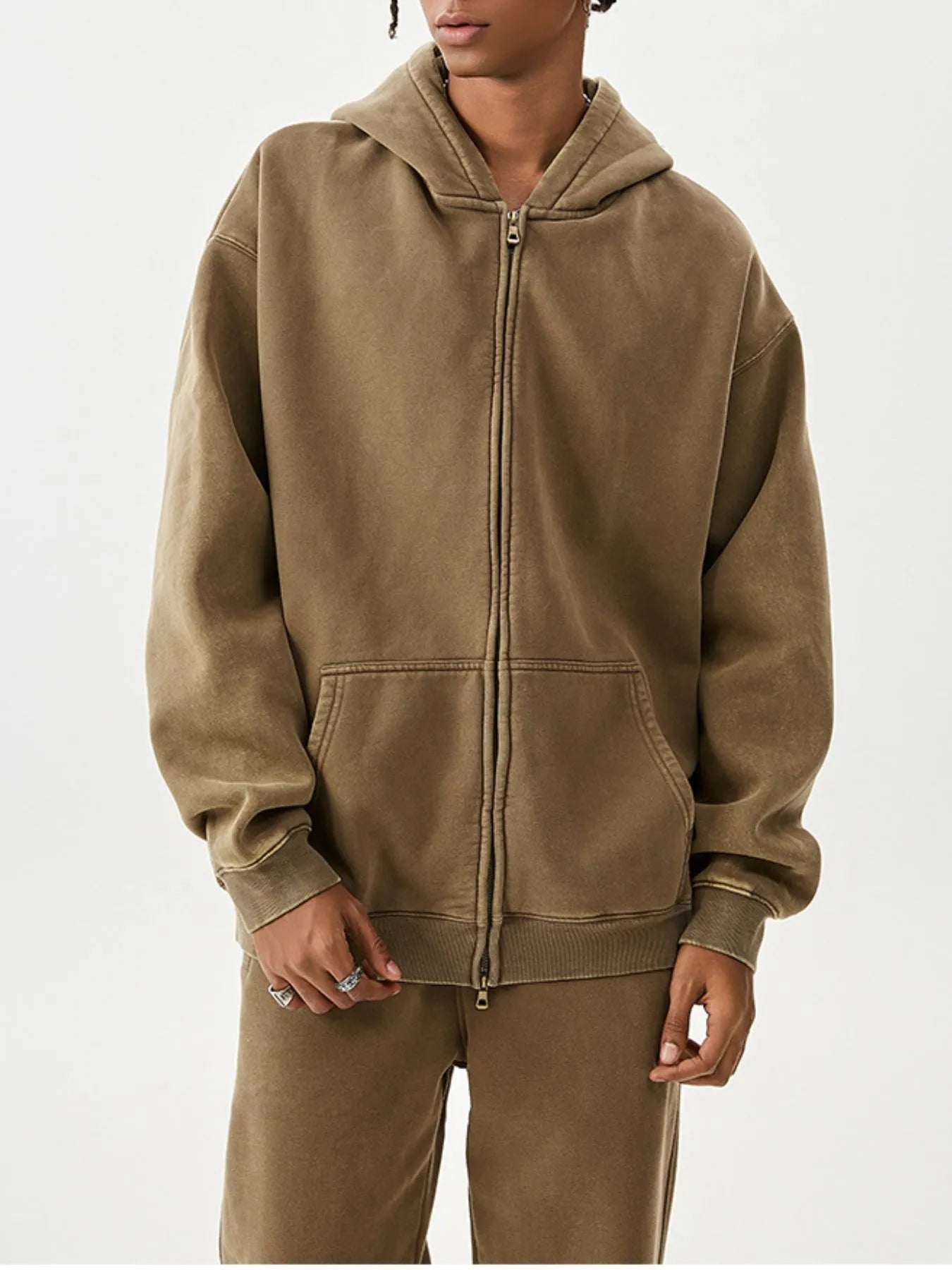 Men's Oversized Zip-Up Hoodie - Velora Luxury Fashion