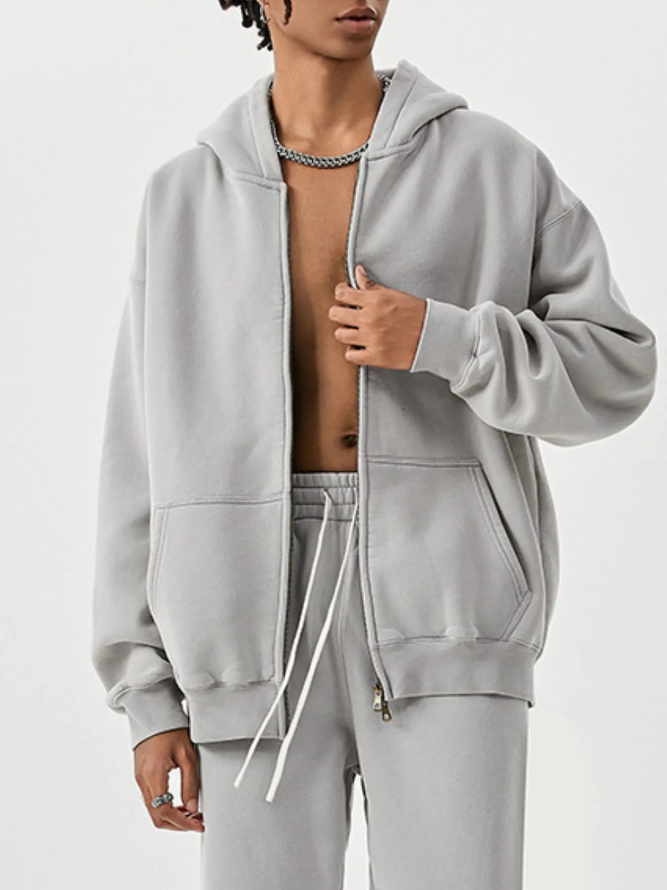 Men's Oversized Zip-Up Hoodie - Velora Luxury Fashion