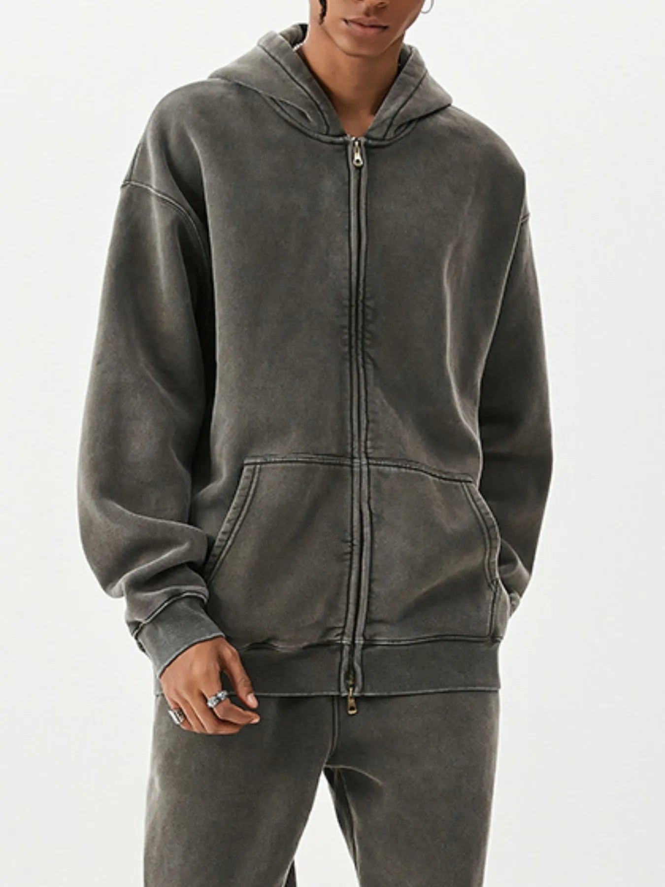 Men's Oversized Zip-Up Hoodie - Velora Luxury Fashion