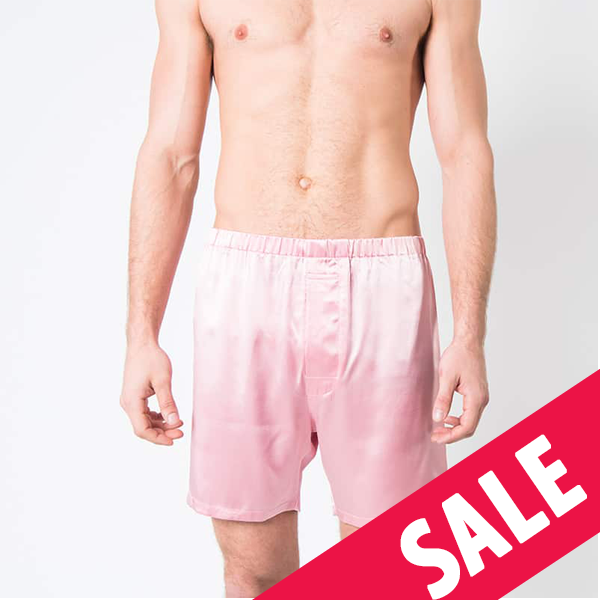 Men's Pink Mulberry Silk Boxer Short with button bly - Velora Luxury Fashion