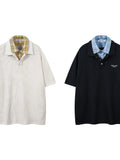 Men's Plaid Collar Short Sleeve Ribbed Polo - Velora Luxury Fashion