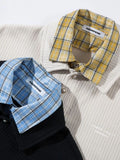 Men's Plaid Collar Short Sleeve Ribbed Polo - Velora Luxury Fashion