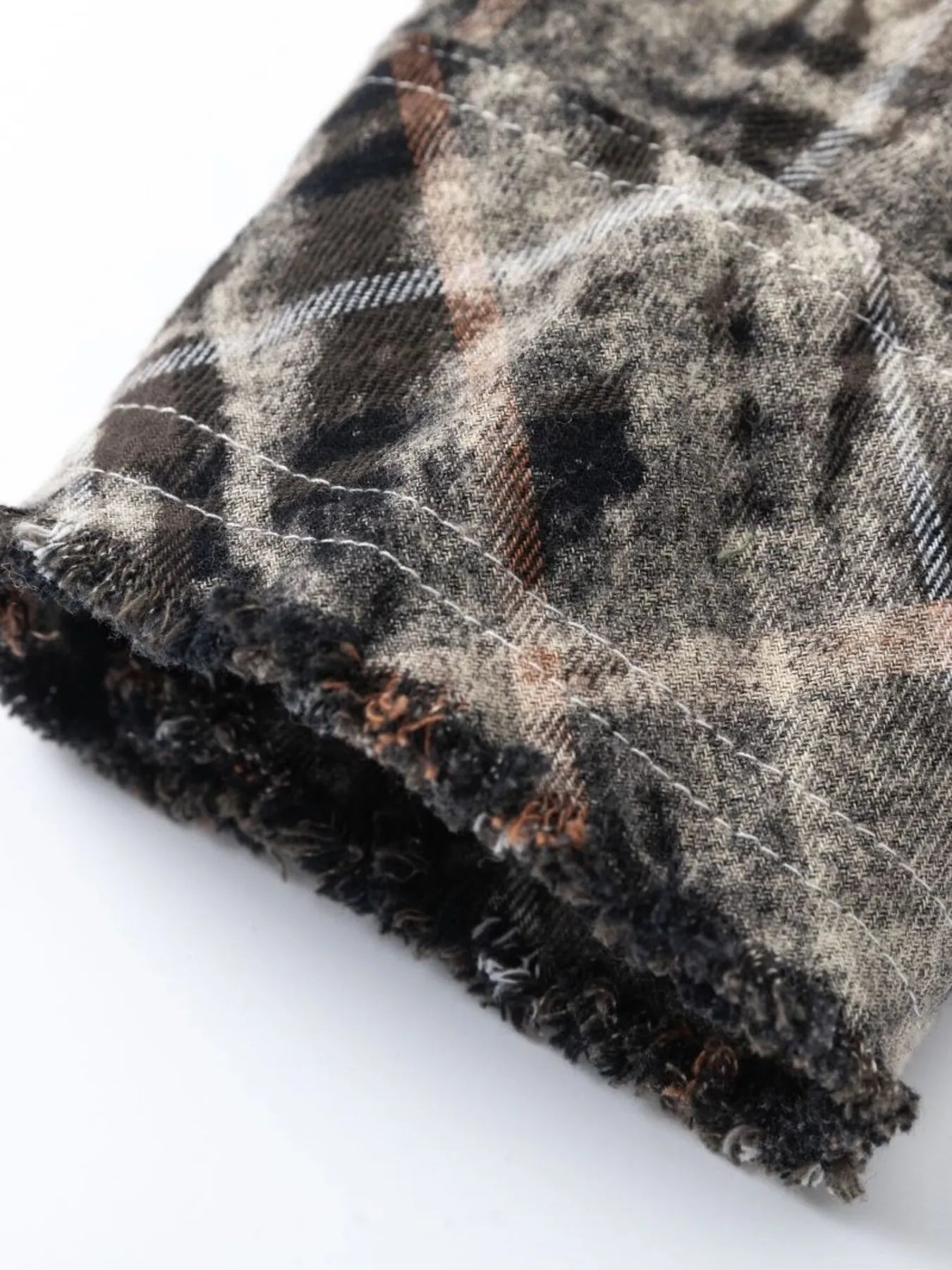 Men's Plaid Flannel Shirt with Raw Edge Details - Velora Luxury Fashion