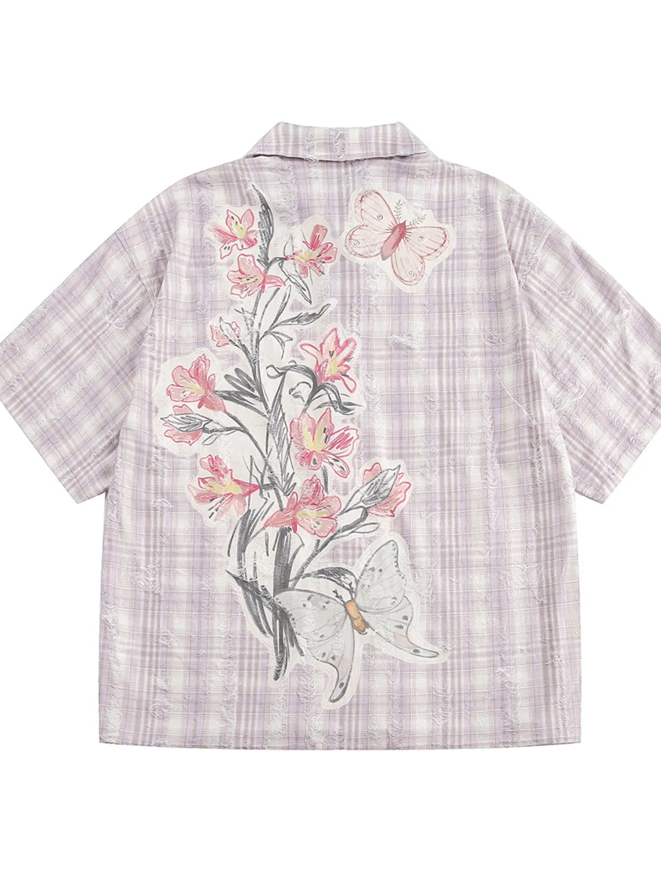 Men's Plaid Floral Short Sleeve Shirt - Velora Luxury Fashion