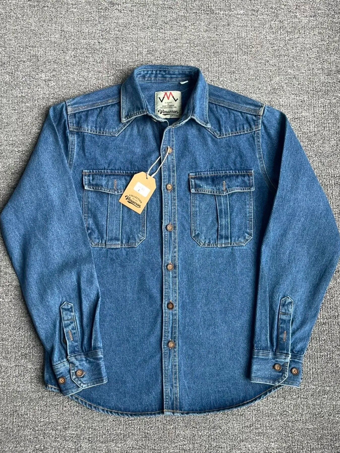 Men's Plus Size Button Up Washed Denim Shirt - Velora Luxury Fashion