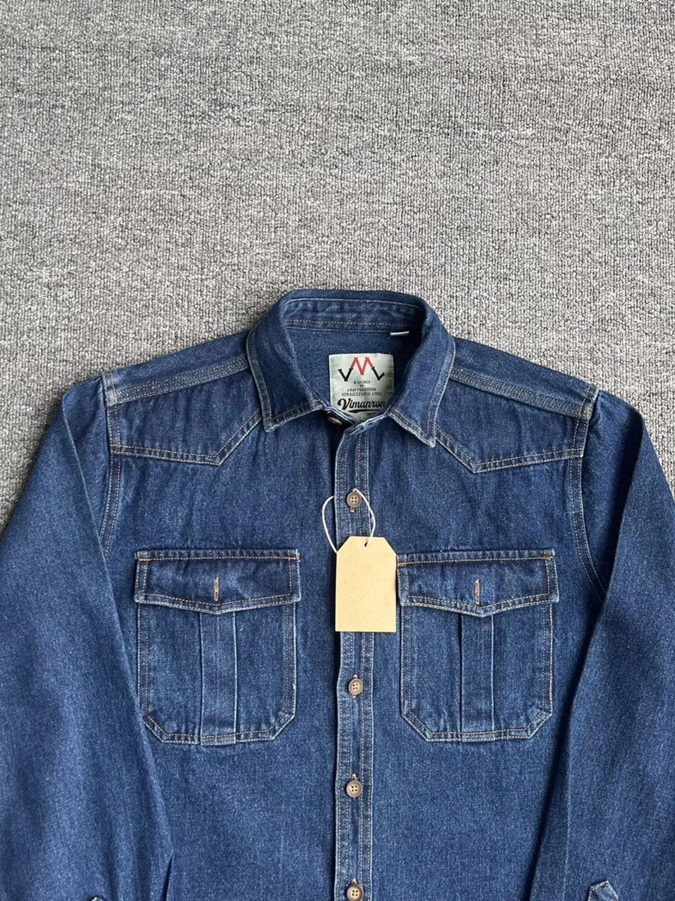 Men's Plus Size Button Up Washed Denim Shirt - Velora Luxury Fashion