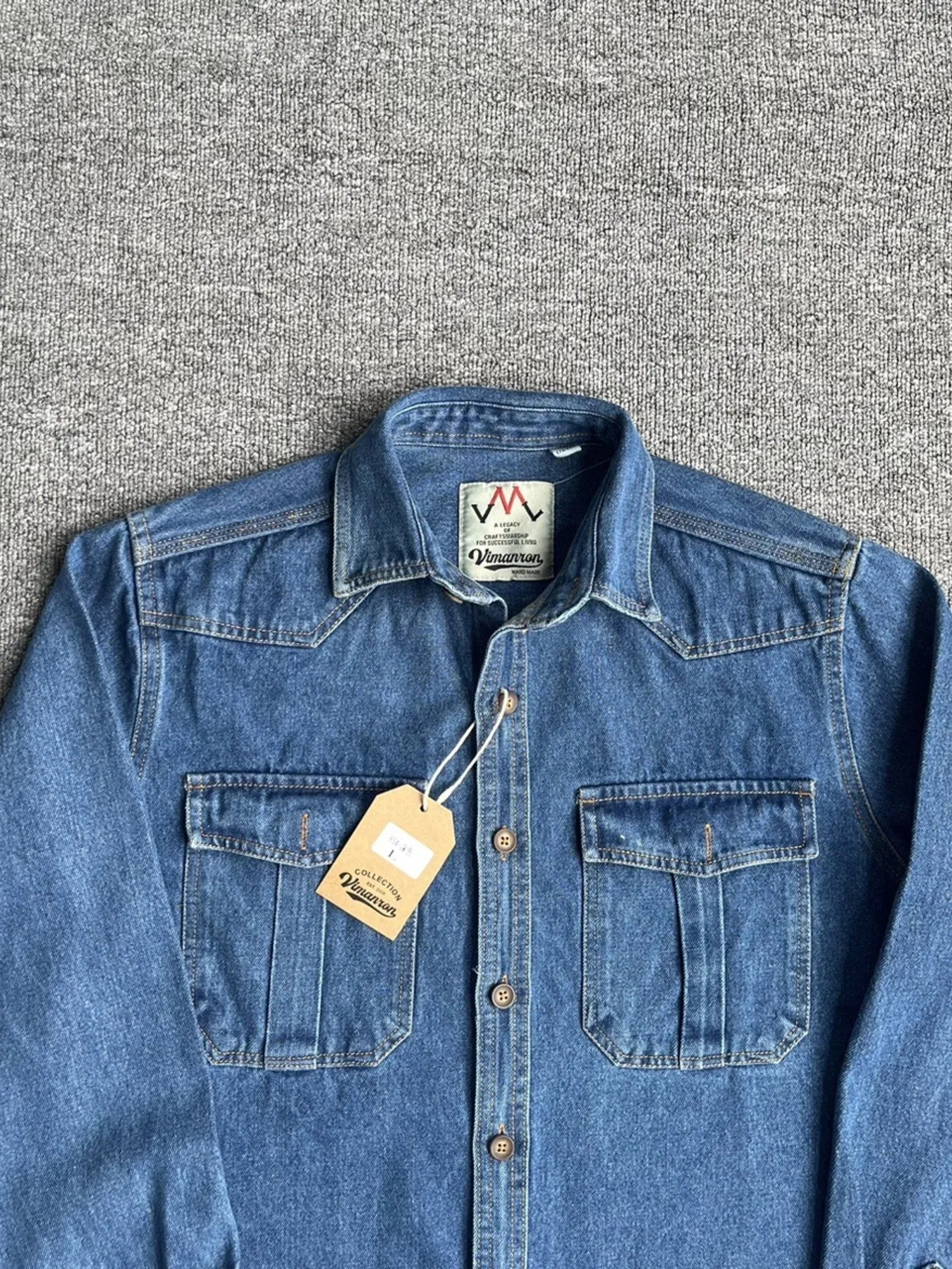 Men's Plus Size Button Up Washed Denim Shirt - Velora Luxury Fashion