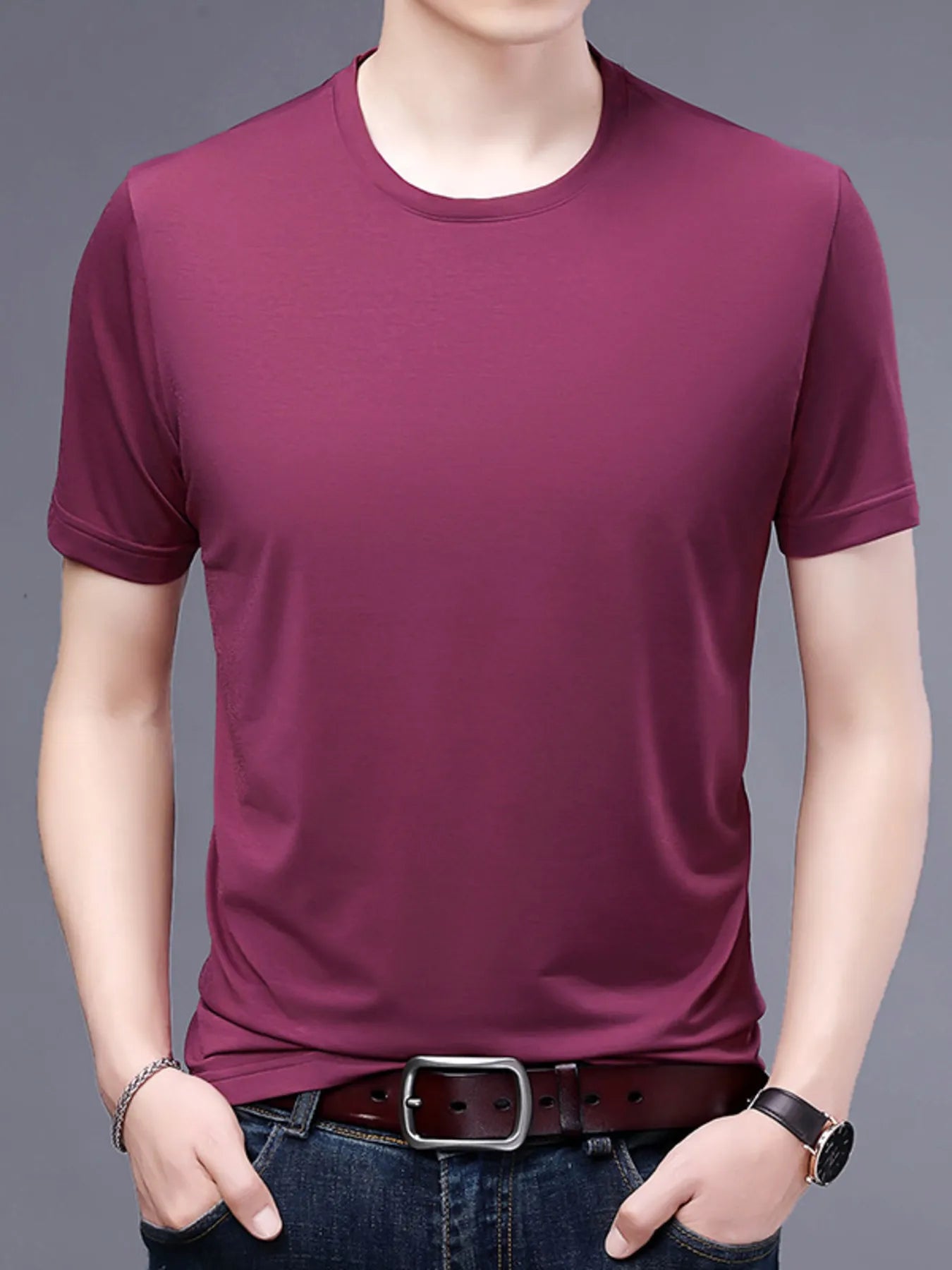 Men's Plus Size Classic Crew Neck Basic T-Shirt - Velora Luxury Fashion
