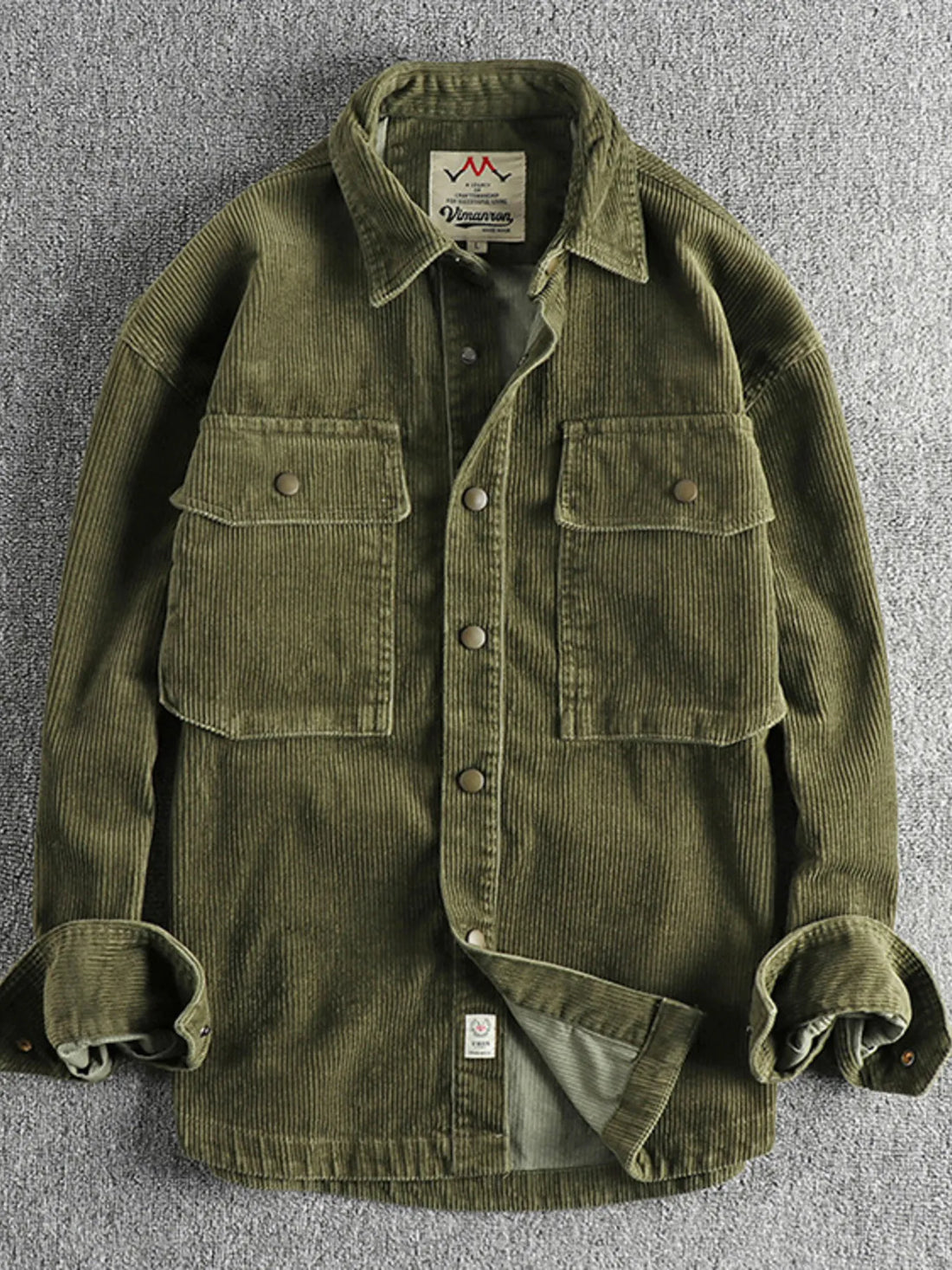 Men's Plus Size Corduroy Button Up Long Sleeve Jacket - Velora Luxury Fashion