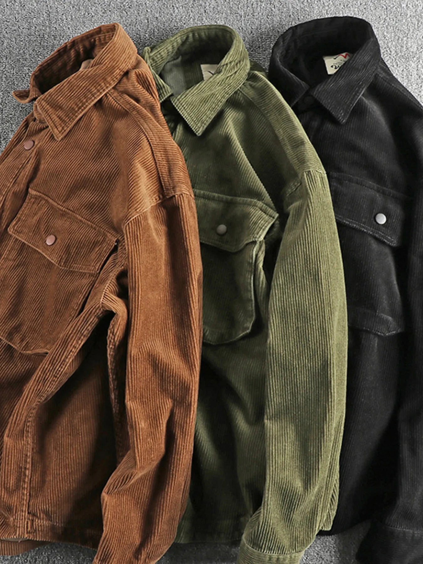 Men's Plus Size Corduroy Button Up Long Sleeve Jacket - Velora Luxury Fashion