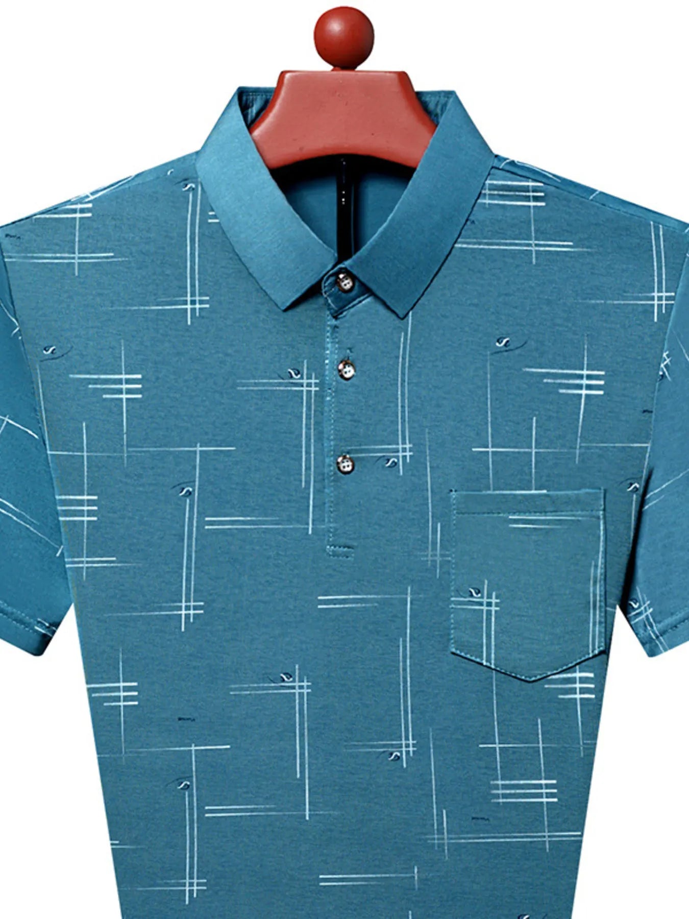 Men's Plus Size Geometric Pattern Short Sleeve Polo - Velora Luxury Fashion