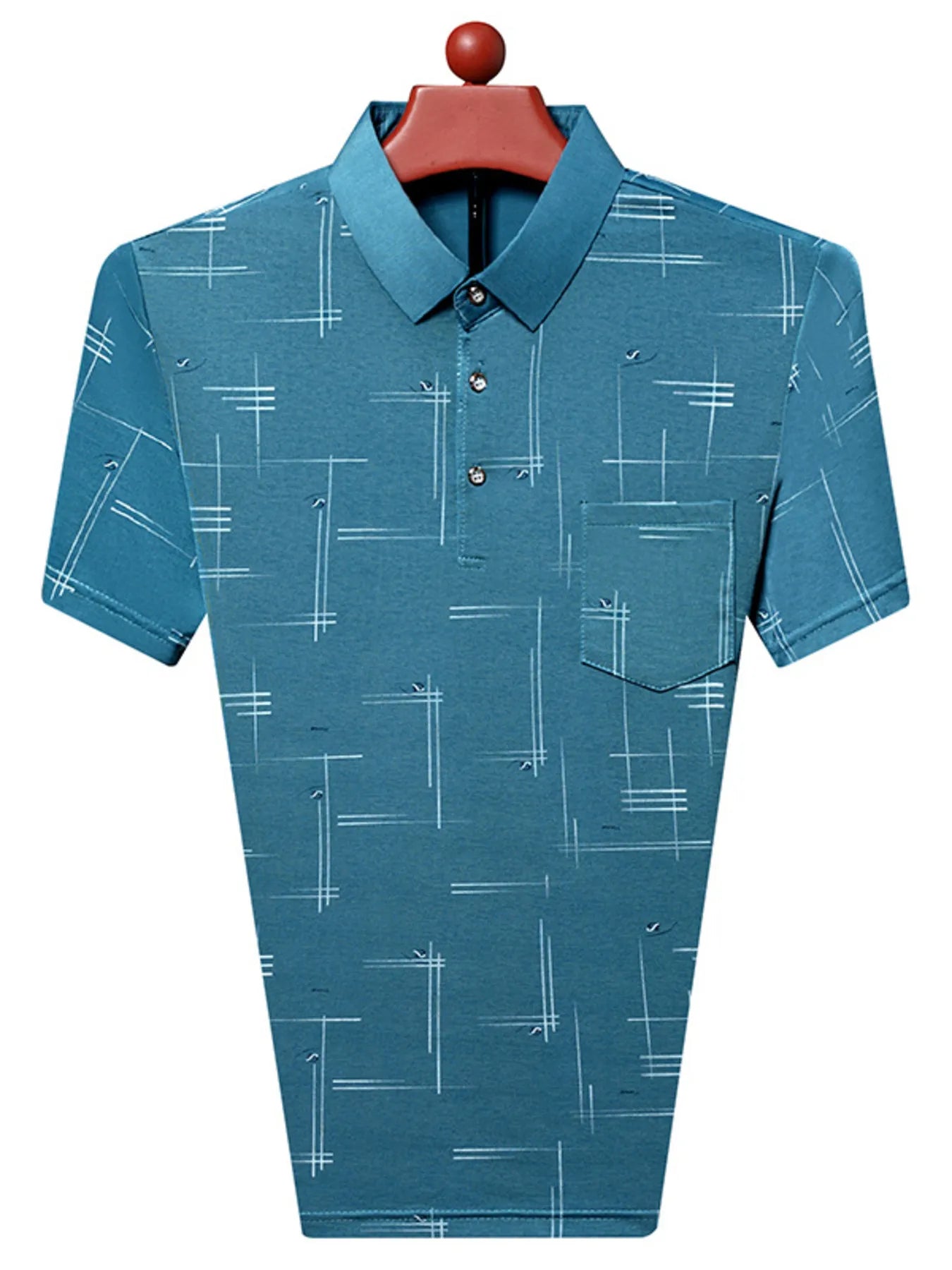 Men's Plus Size Geometric Pattern Short Sleeve Polo - Velora Luxury Fashion