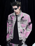 Men's Plus Size Graffiti Washed Button Up Denim Jacket - Velora Luxury Fashion