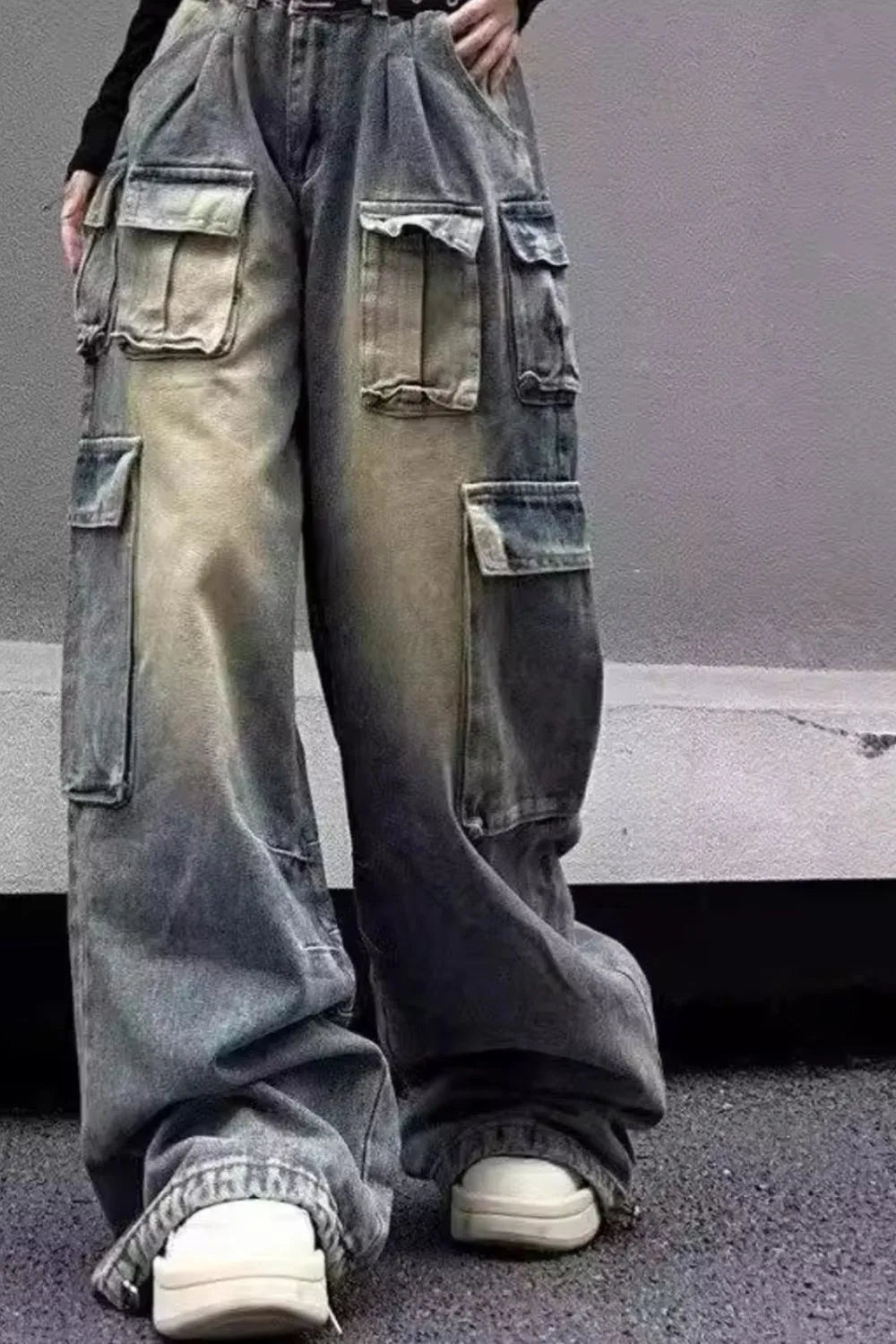 Men's Plus Size Wide Leg Cargo Jeans - Velora Luxury Fashion