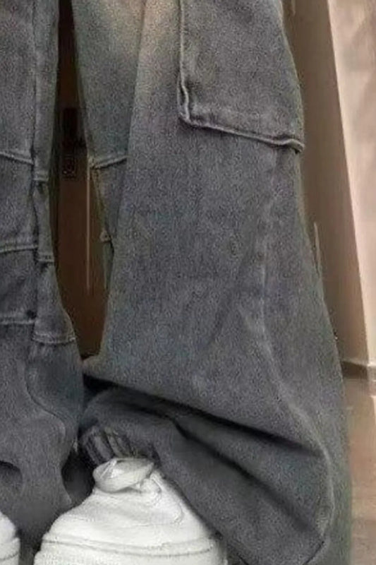 Men's Plus Size Wide Leg Cargo Jeans - Velora Luxury Fashion