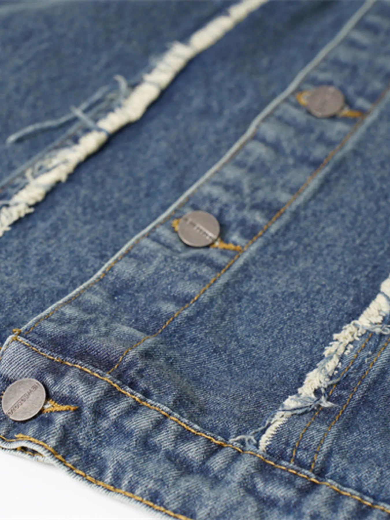 Men's Raw Hem Button Up Sleeveless Denim Jacket - Velora Luxury Fashion