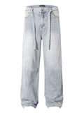 Men's Rhinestone Embellished Wash Relaxed Fit Jeans - Velora Luxury Fashion