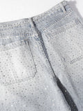Men's Rhinestone Embellished Wash Relaxed Fit Jeans - Velora Luxury Fashion