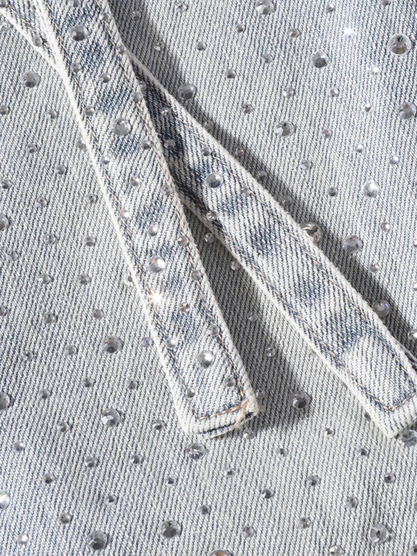 Men's Rhinestone Embellished Wash Relaxed Fit Jeans - Velora Luxury Fashion