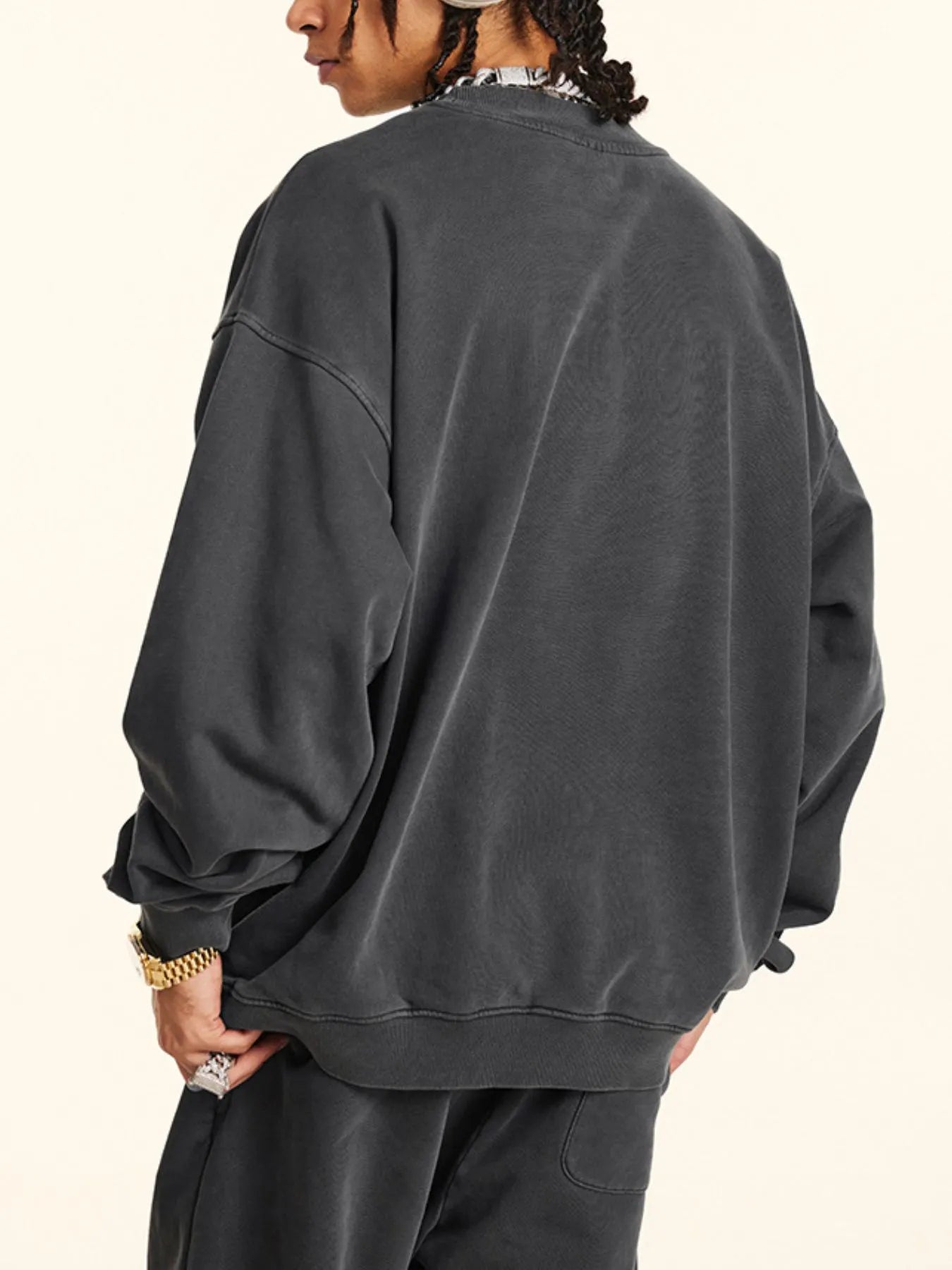 Men's Round Neck Drop Shoulder Sweatshirt - Velora Luxury Fashion
