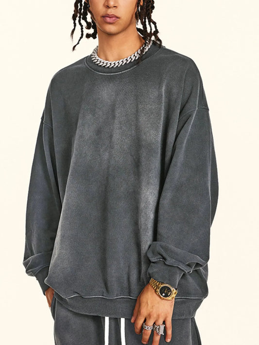 Men's Round Neck Drop Shoulder Sweatshirt - Velora Luxury Fashion