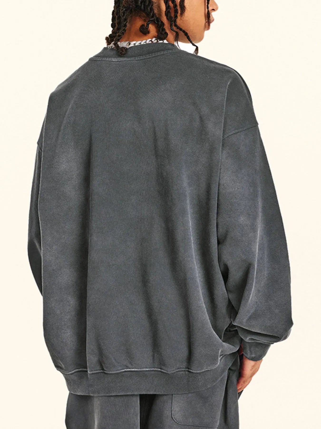 Men's Round Neck Drop Shoulder Sweatshirt - Velora Luxury Fashion