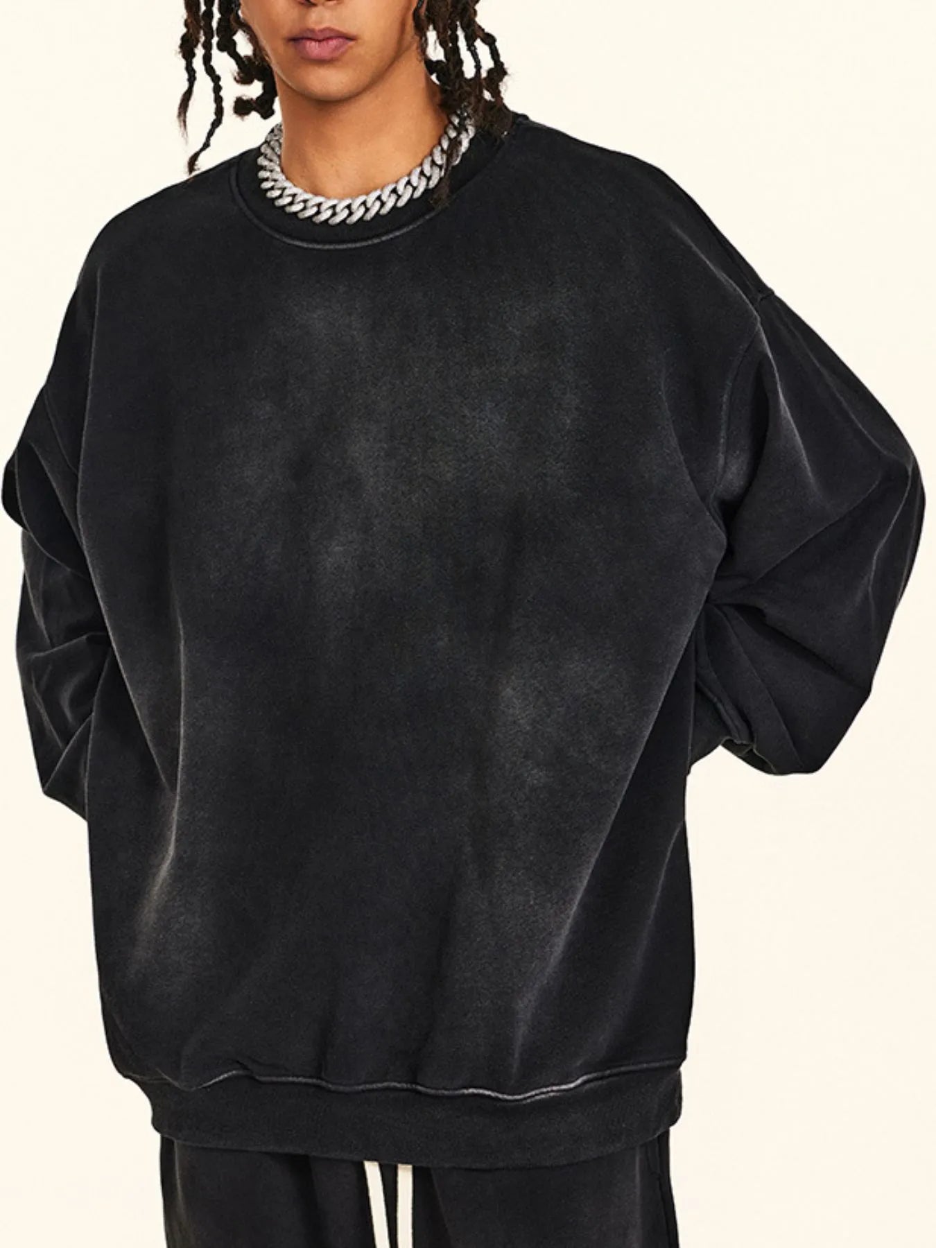 Men's Round Neck Drop Shoulder Sweatshirt - Velora Luxury Fashion