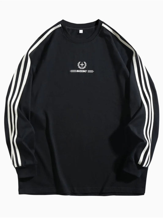 Men's Side Striped Long Sleeve Sweatshirt - Velora Luxury Fashion