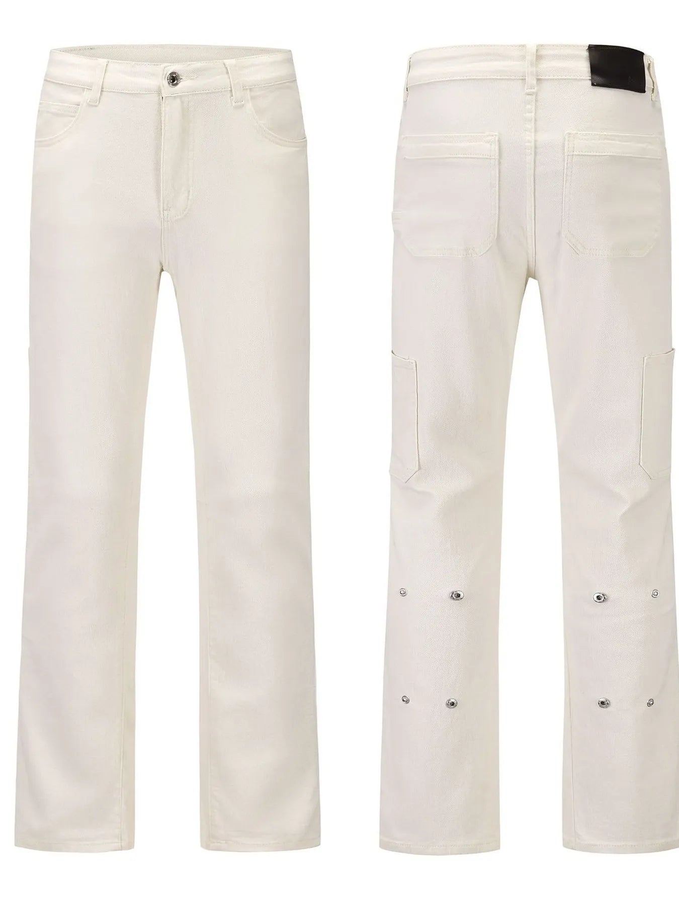 Men's Slim Straight Jeans with Snap Detail - Velora Luxury Fashion