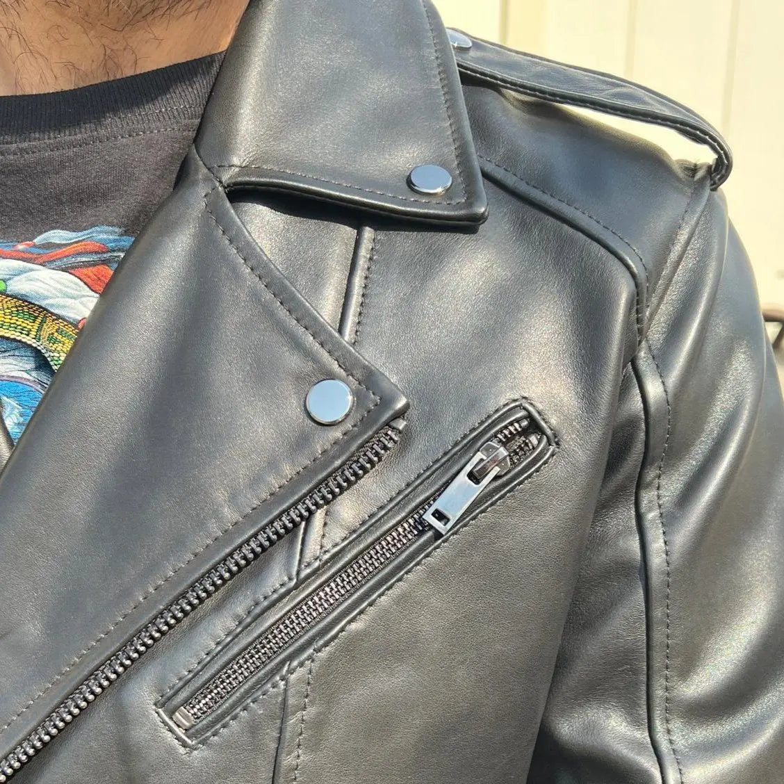 Men's Soft Lamb Leather Biker-Look Jacket - Velora Luxury Fashion