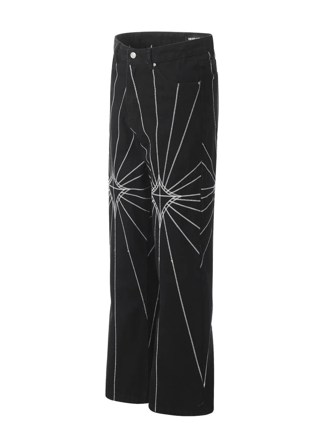 Men's Spider Web Embroidered Flared Jeans - Velora Luxury Fashion
