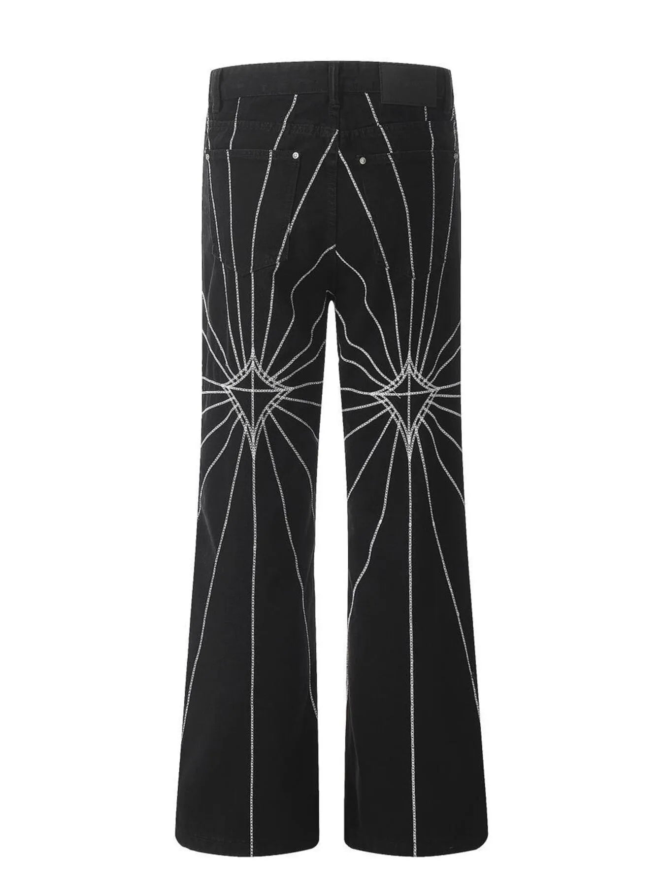 Men's Spider Web Embroidered Flared Jeans - Velora Luxury Fashion