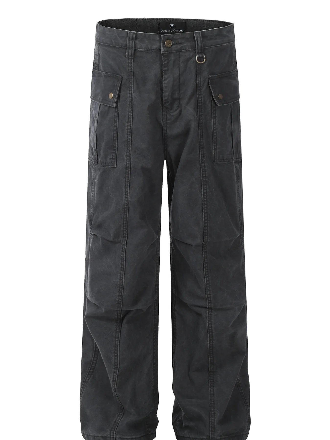 Men's Straight Cargo Jeans with Ruched Deatil - Velora Luxury Fashion