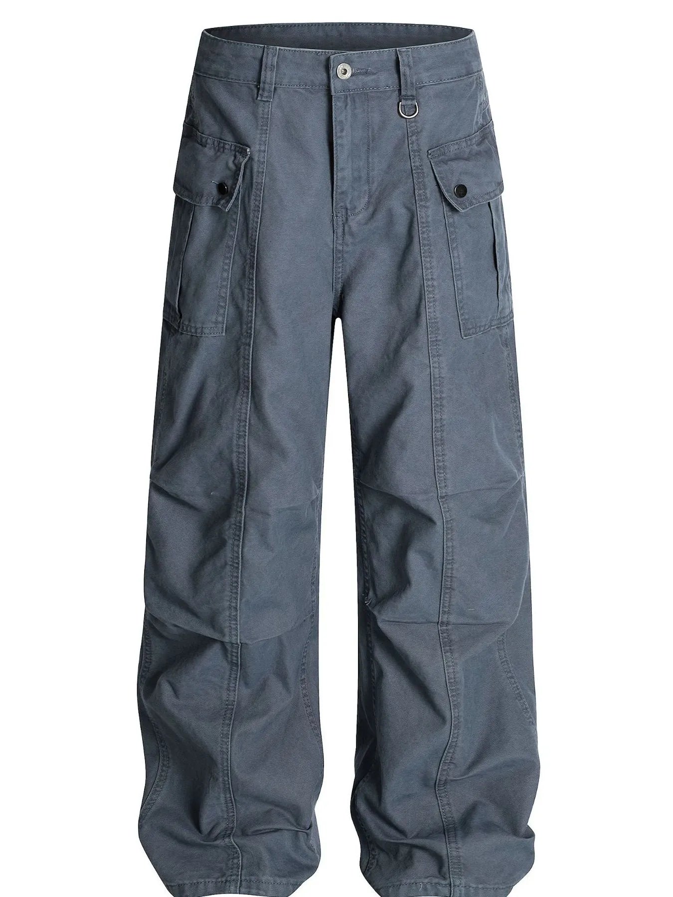 Men's Straight Cargo Jeans with Ruched Deatil - Velora Luxury Fashion