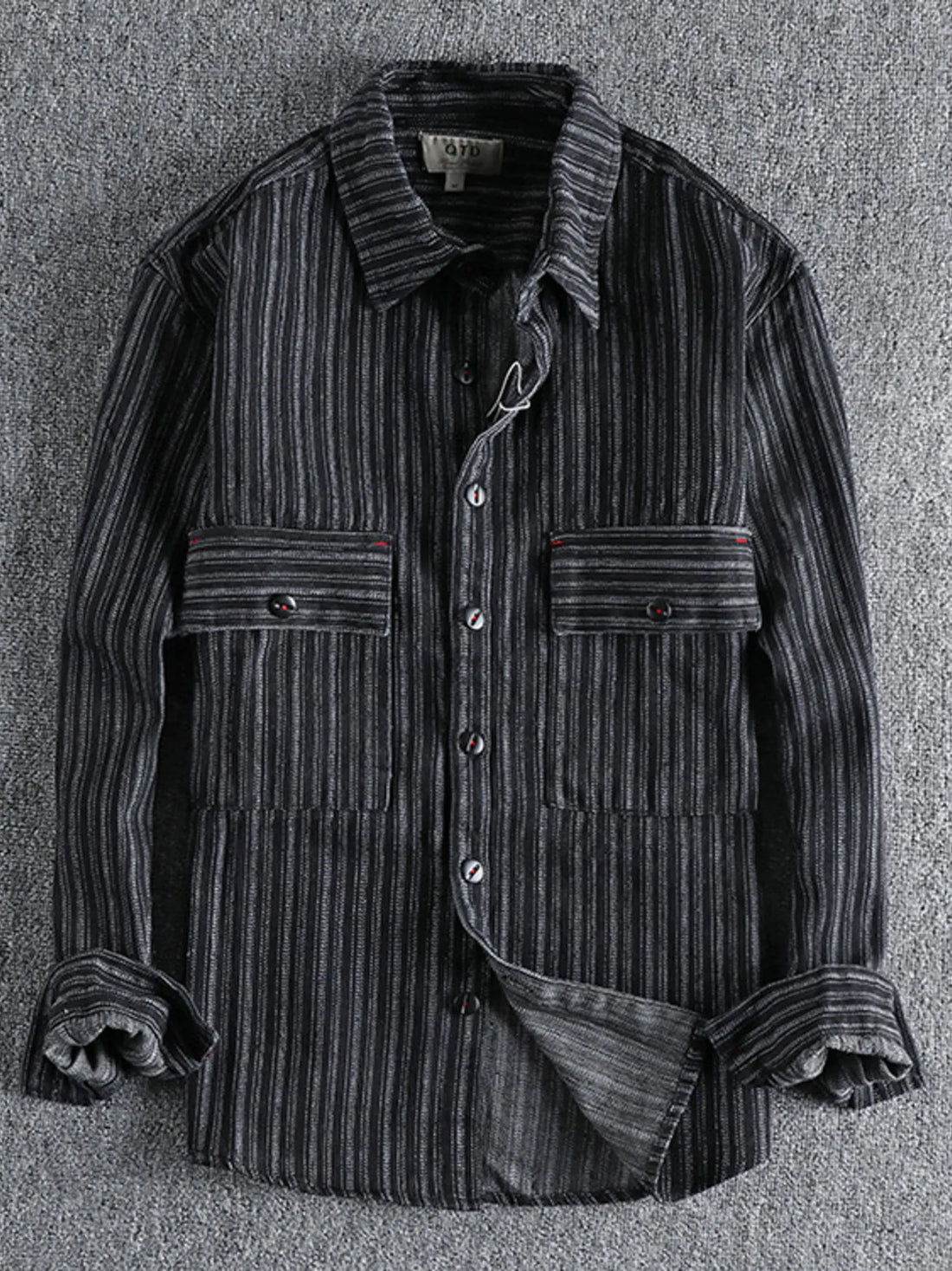 Men's Striped Button Down Denim Shirt - Velora Luxury Fashion