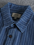 Men's Striped Button Down Denim Shirt - Velora Luxury Fashion