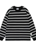 Men's Striped Round Neck Long Sleeve T-Shirt - Velora Luxury Fashion