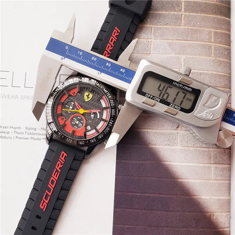 Men's Vintage Quartz Watch with 6 Needles - Ferrari Style - Velora Luxury Fashion